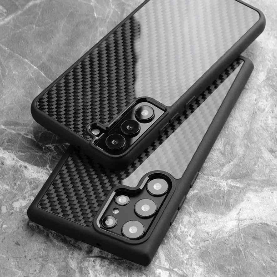 Galaxy S22 Ultra Cute Phone Case: Real Carbon Fiber, Business Cover - Touchy Style .