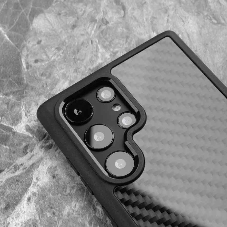 Galaxy S22 Ultra Cute Phone Case: Real Carbon Fiber, Business Cover - Touchy Style .