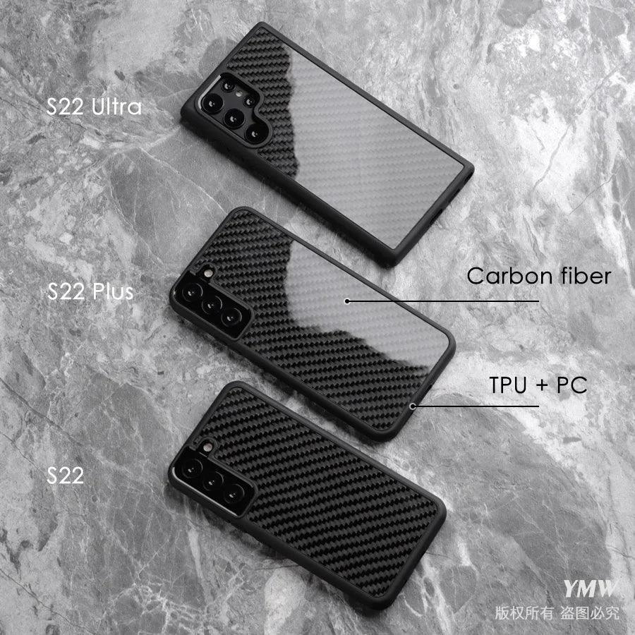 Galaxy S22 Ultra Cute Phone Case: Real Carbon Fiber, Business Cover - Touchy Style .