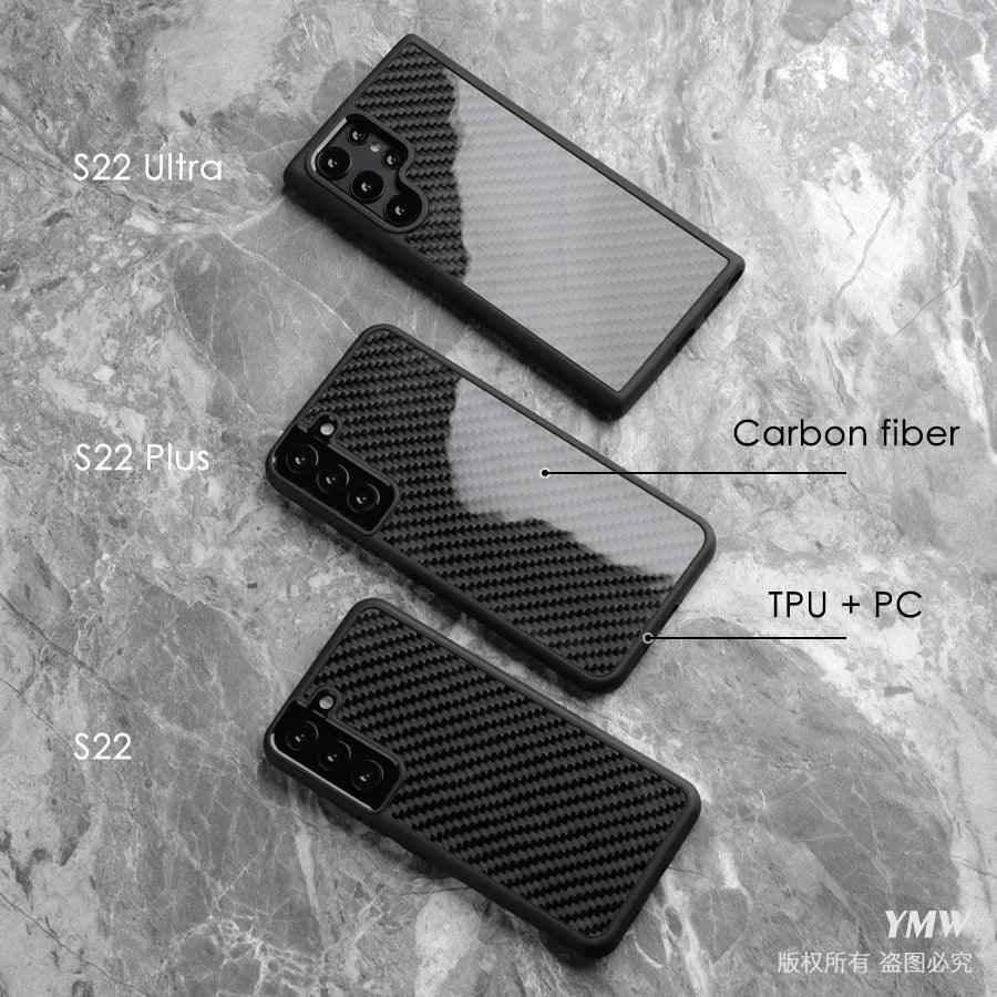 Galaxy S22 Ultra Cute Phone Case: Real Carbon Fiber, Business Cover - Touchy Style