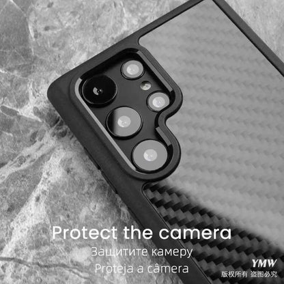 Galaxy S22 Ultra Cute Phone Case: Real Carbon Fiber, Business Cover - Touchy Style