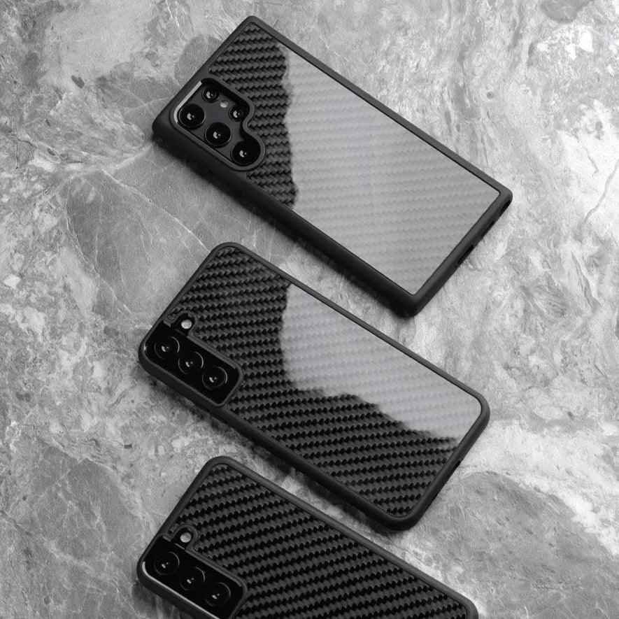 Galaxy S22 Ultra Cute Phone Case: Real Carbon Fiber, Business Cover - Touchy Style