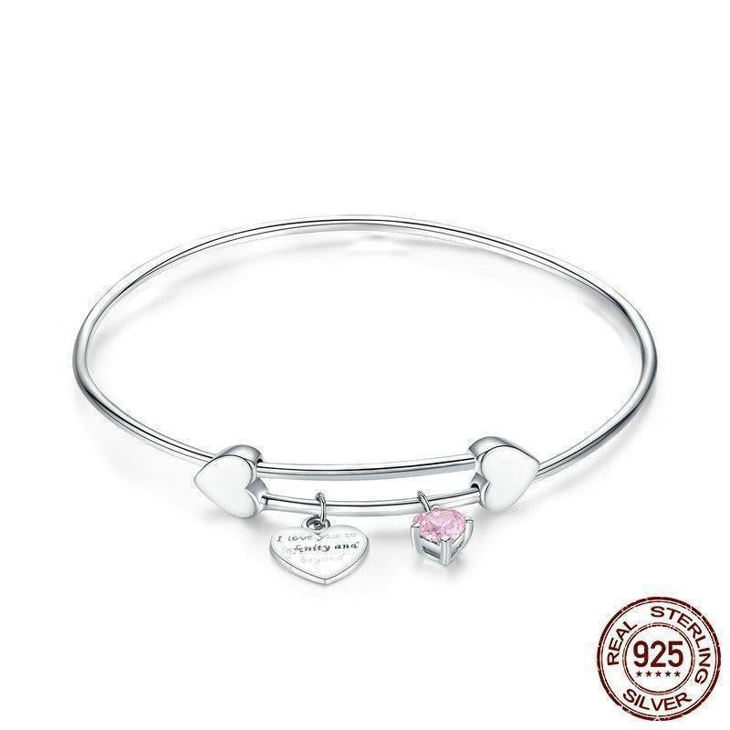 Silver I Love You Love Heart Bracelet Charm Jewelry - Touchy Style .