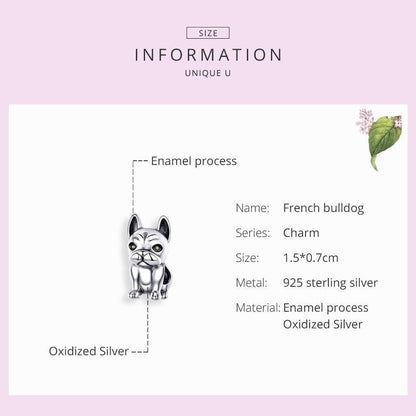 925 Sterling Silver French Bulldog Pendant Charm Jewelry Without Chain - Touchy Style .