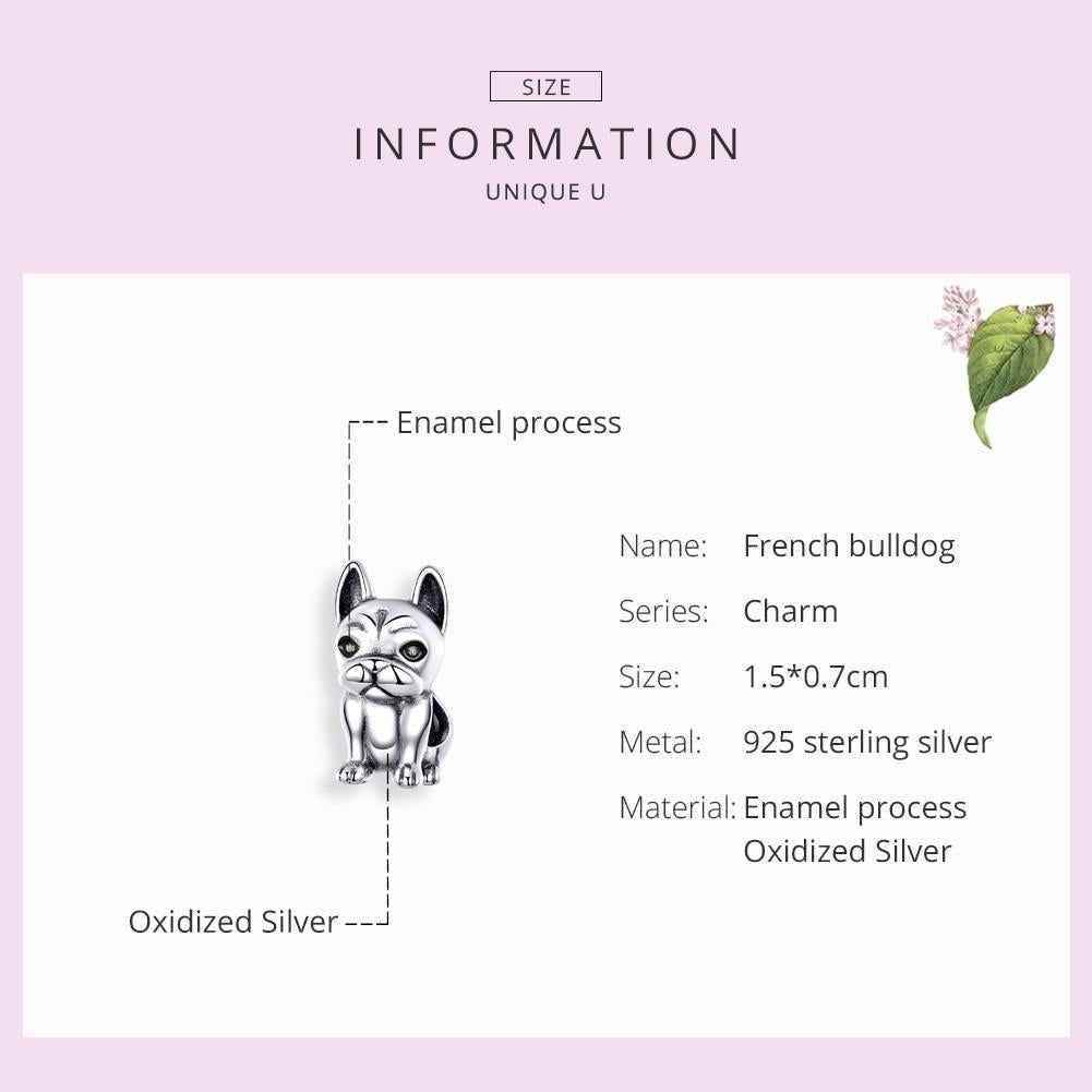 925 Sterling Silver French Bulldog Pendant Charm Jewelry Without Chain - Touchy Style .