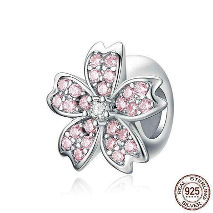 Pink Cherry blossom Flower Charm Jewelry Pendent For Bracelet &amp; Bangle - Touchy Style .