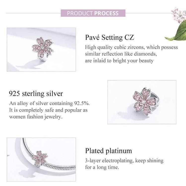 GB424: Pink Cherry Blossom Flower Charm Pendant Jewelry (Without Chain) - Touchy Style