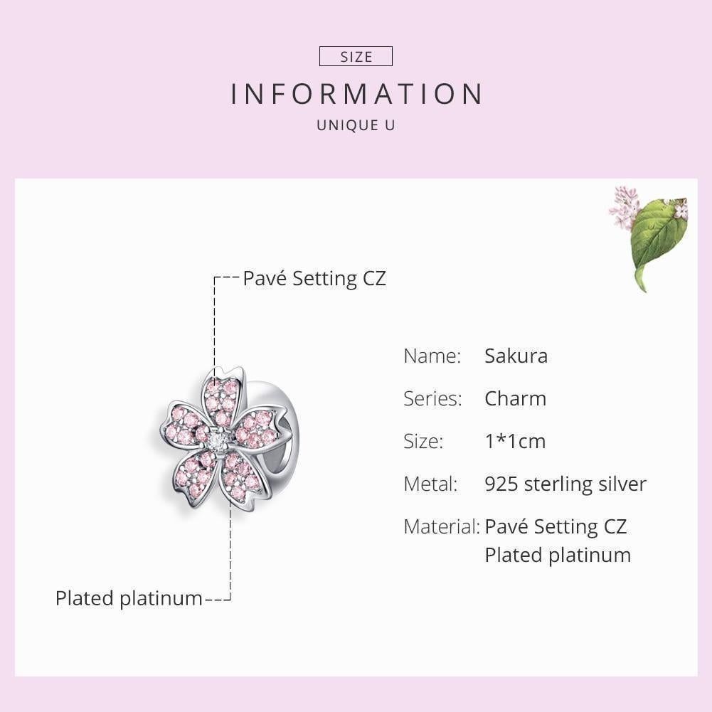 Pink Cherry blossom Flower Charm Jewelry Pendent For Bracelet &amp; Bangle - Touchy Style .
