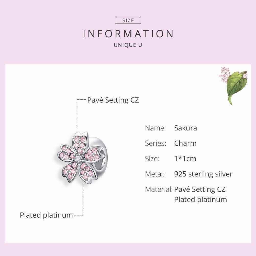 Pink Cherry blossom Flower Charm Jewelry Pendent For Bracelet &amp; Bangle - Touchy Style .