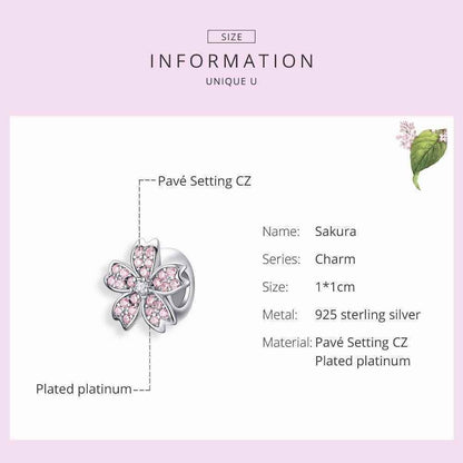 GB424: Pink Cherry Blossom Flower Charm Pendant Jewelry (Without Chain) - Touchy Style