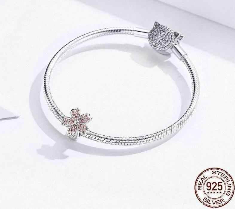 GB424: Pink Cherry Blossom Flower Charm Pendant Jewelry (Without Chain) - Touchy Style