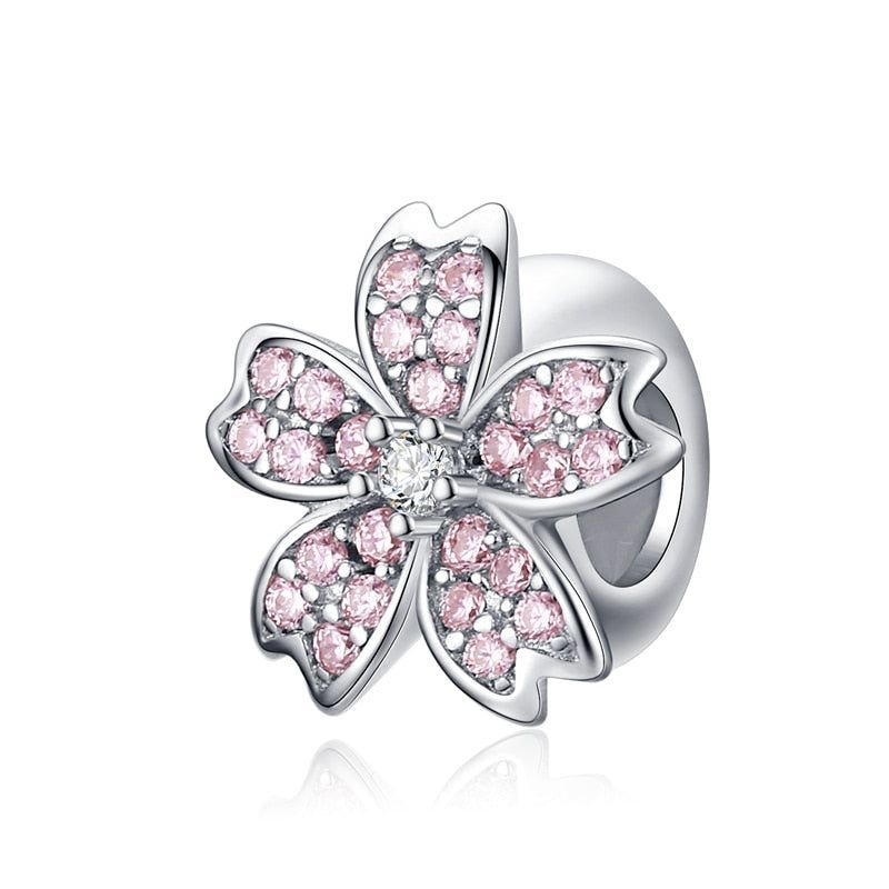 Pink Cherry blossom Flower Charm Jewelry Pendent For Bracelet &amp; Bangle - Touchy Style .