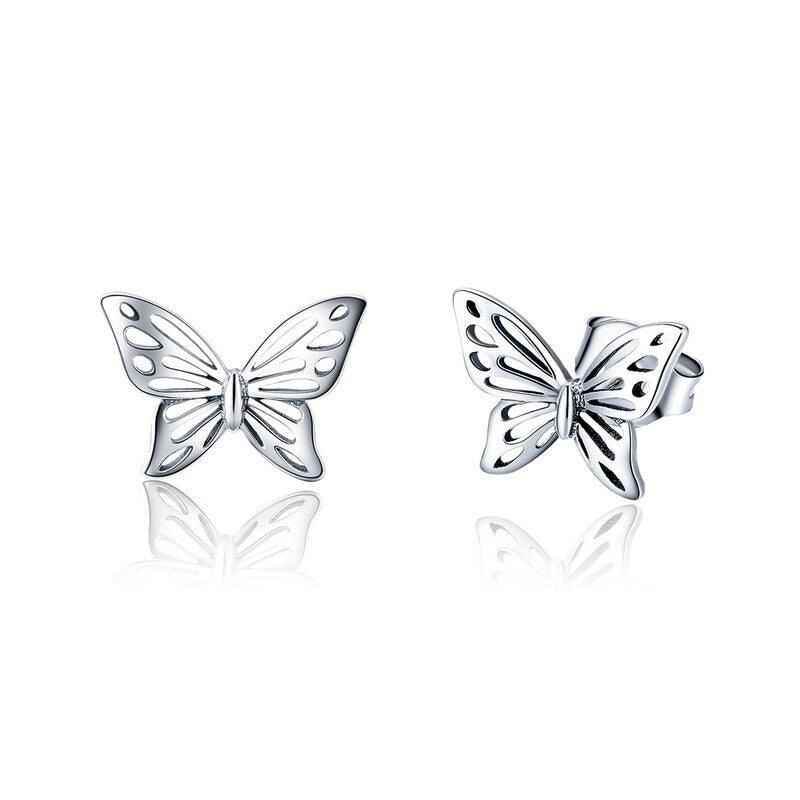 GC240 Butterfly Dream Stud Earrings - 925 Sterling Silver Charm Jewelry - Touchy Style .