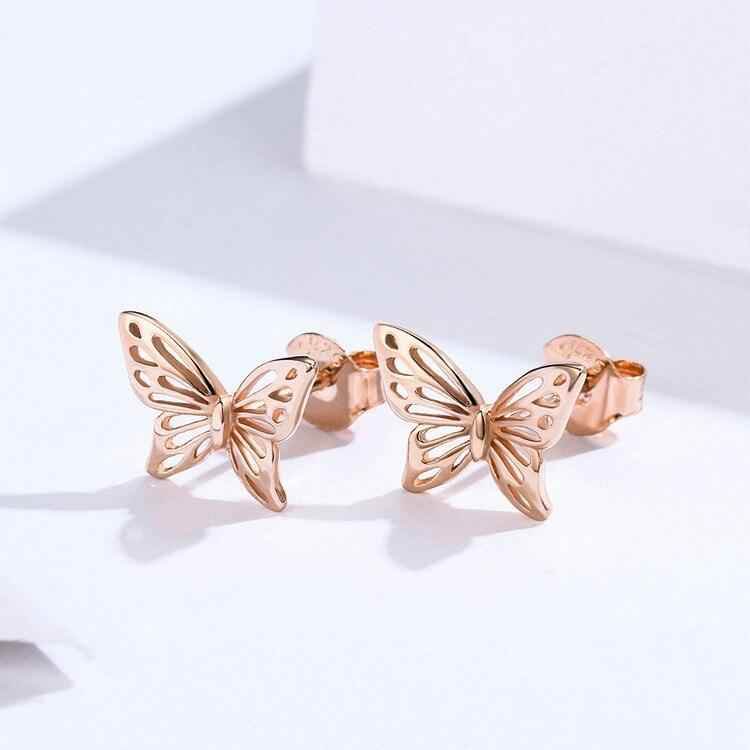 GC240 Butterfly Dream Stud Earrings - 925 Sterling Silver Charm Jewelry - Touchy Style .