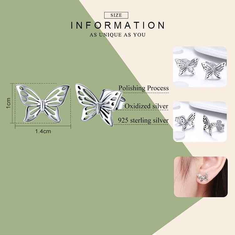 GC240 Butterfly Dream Stud Earrings - 925 Sterling Silver Charm Jewelry - Touchy Style .