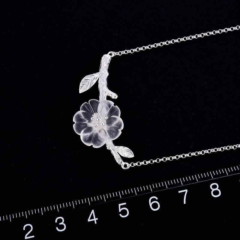 GC249 Flower in the Rain Necklace - 925 Sterling Silver Charm Jewelry - Touchy Style .