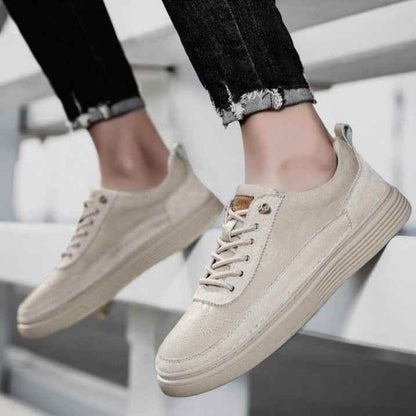 GE231 Men's Leather Flats Vulcanized Casual Sneakers Shoes White / 38