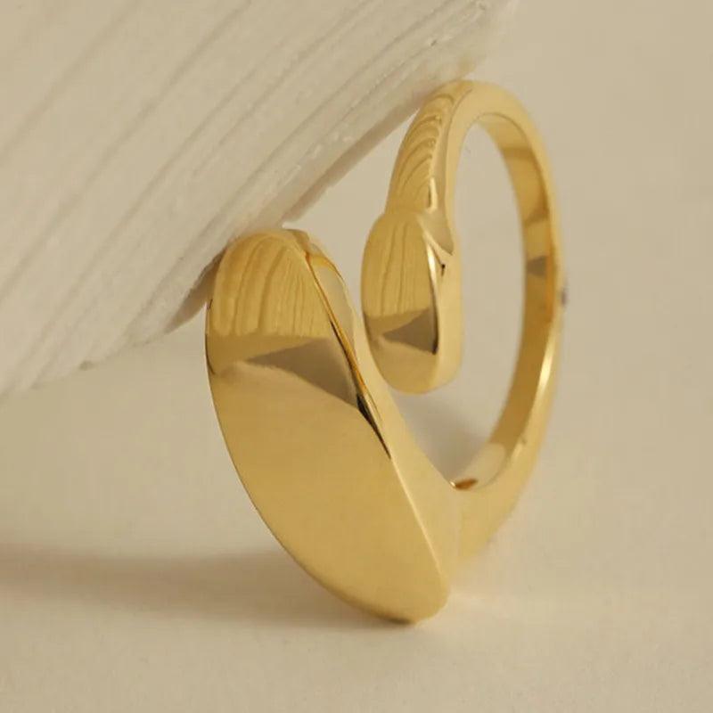 Geometric Golden Stainless Steel Opening Finger Rings Charm Jewelry XYS1149 - Touchy Style .