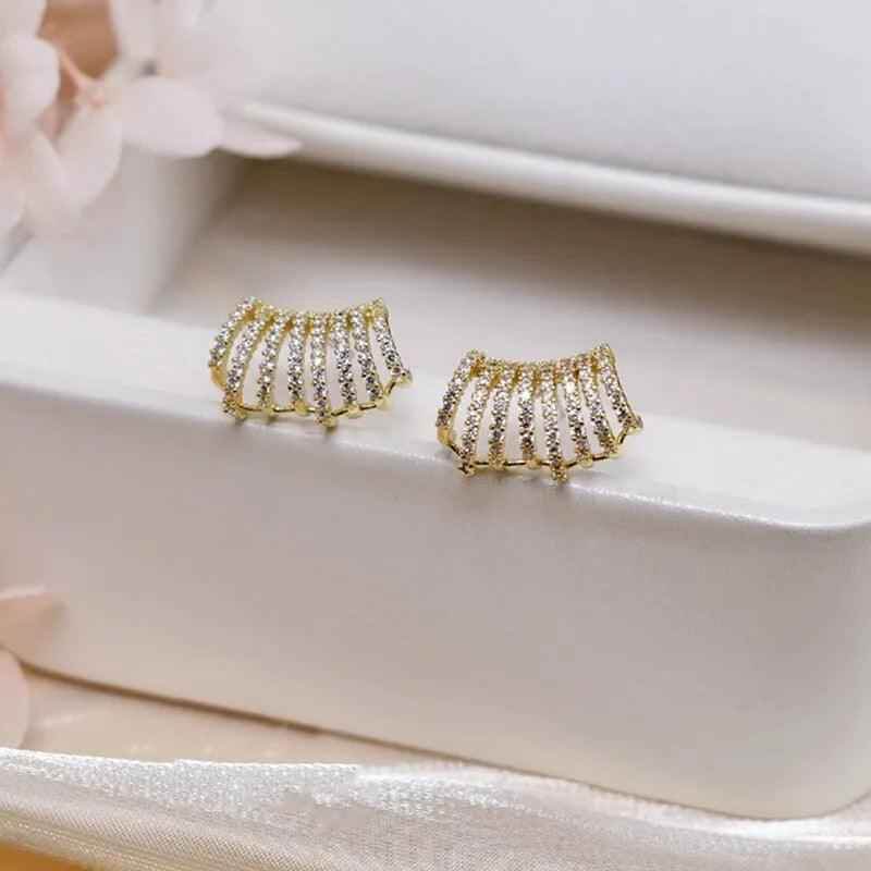Geometric Metal Charm Korean Stud Earrings - RM230 Jewelry - Touchy Style
