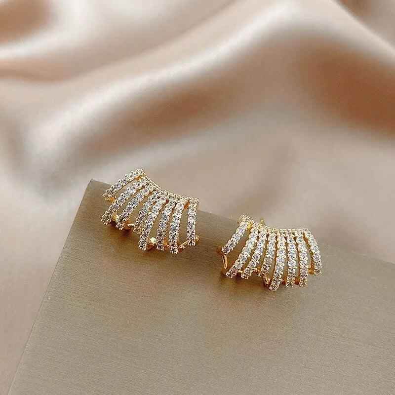 Geometric Metal Charm Korean Stud Earrings - RM230 Jewelry - Touchy Style