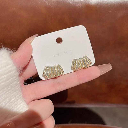 Geometric Metal Charm Korean Stud Earrings - RM230 Jewelry - Touchy Style