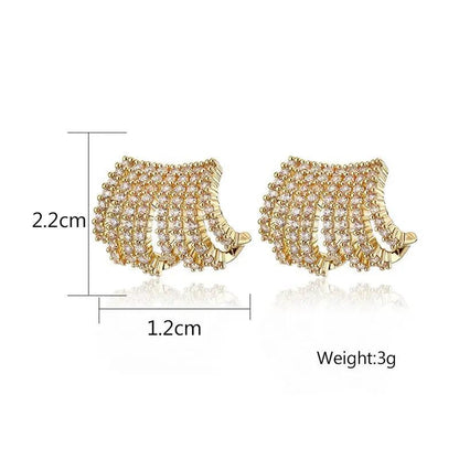 Geometric Metal Charm Korean Stud Earrings - RM230 Jewelry - Touchy Style .