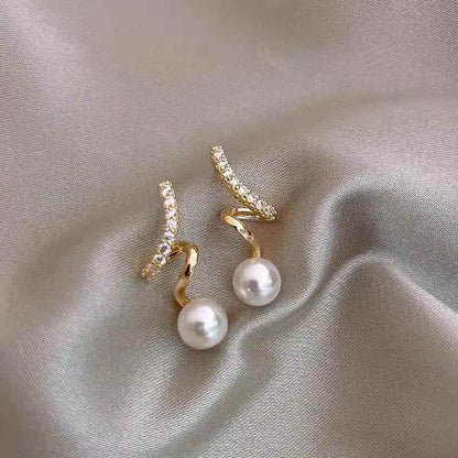 Geometric Spiral Pearl Pendant Drop Earrings Charm Jewelry ECJTX11 - Touchy Style