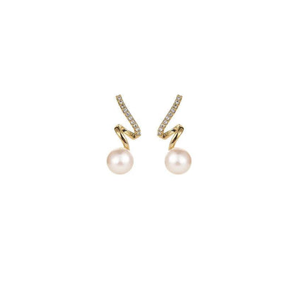 Geometric Spiral Pearl Pendant Drop Earrings Charm Jewelry ECJTX11 - Touchy Style