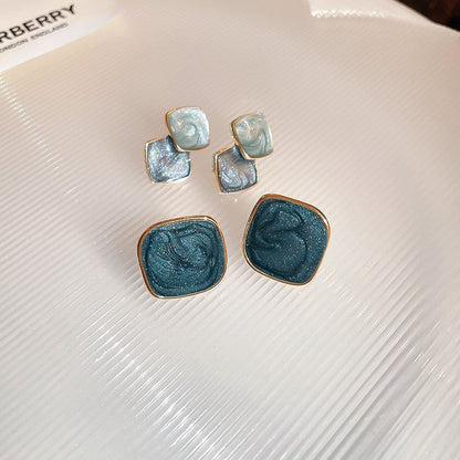 Geometric Square Stud Earrings: Small Sweet Charm Jewelry (WB239) - Touchy Style .