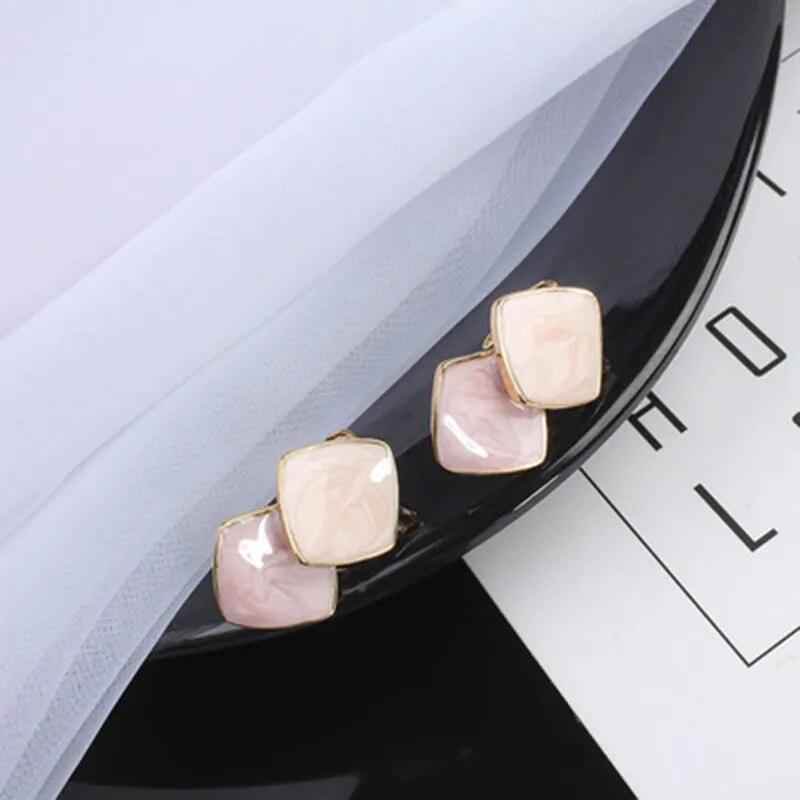 Geometric Square Stud Earrings: Small Sweet Charm Jewelry (WB239) - Touchy Style .