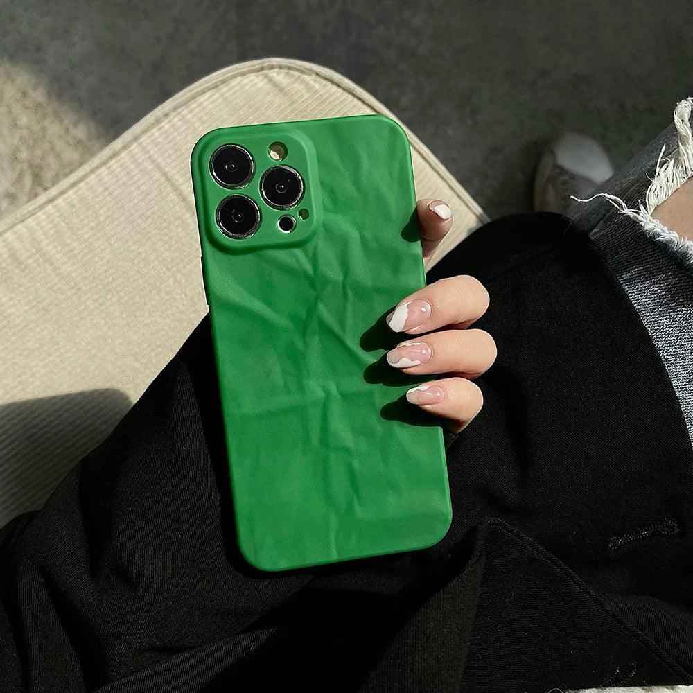 Get a Green Matte Cute Phone Case for iPhone 15, 14, 13, 12 Pro Max, 11 Pro Max, XR, XS, X, 8 Plus, and 7 with a Built-in Lens Cover - Touchy Style .