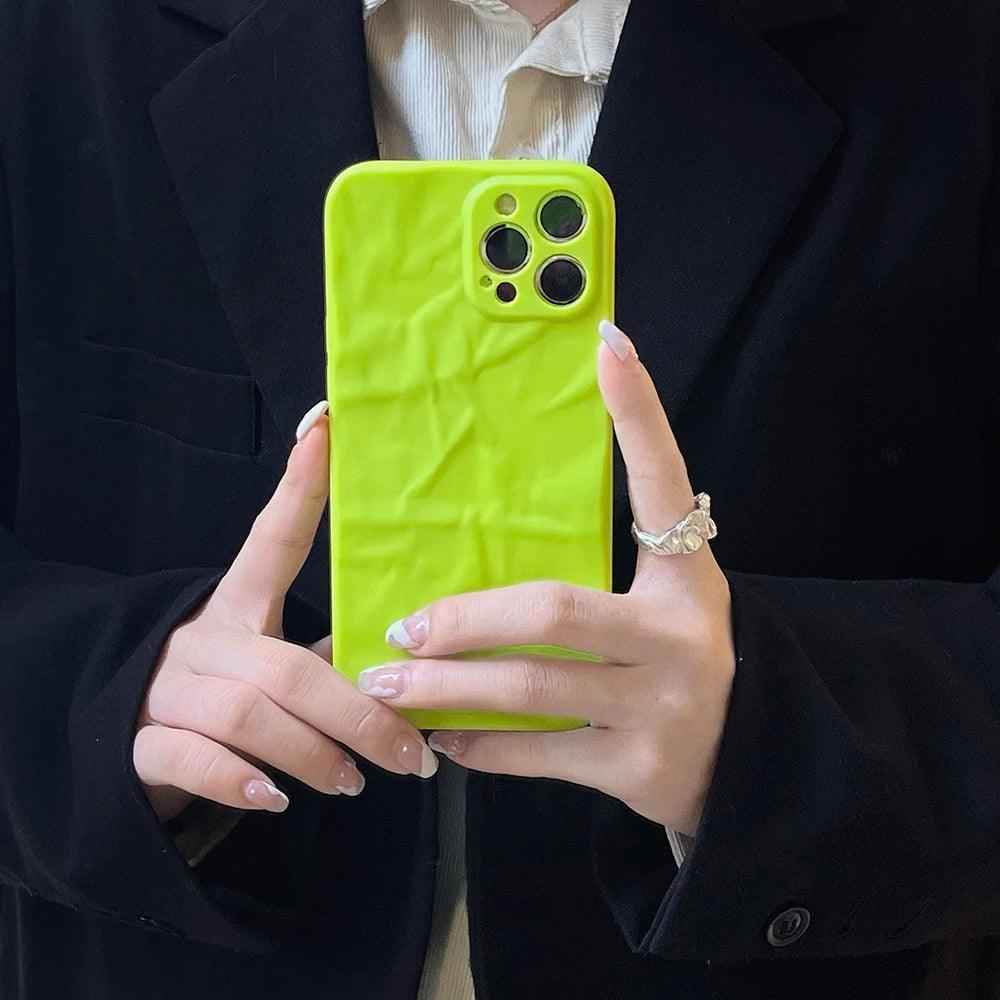 Get a Green Matte Cute Phone Case for iPhone 15, 14, 13, 12 Pro Max, 11 Pro Max, XR, XS, X, 8 Plus, and 7 with a Built-in Lens Cover - Touchy Style .