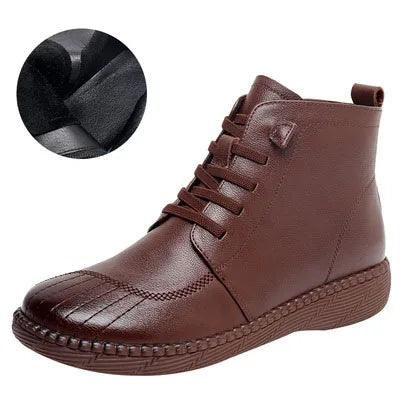 GKTINOO 2023 Winter Genuine Leather Ankle Boots Handmade Lady Soft Flat Shoes Comfortable Casual Moccasins Side Zip Short Boots - Touchy Style .