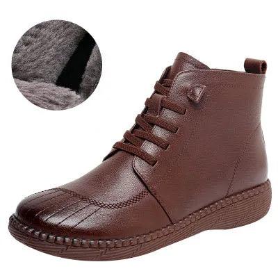 GKTINOO 2023 Winter Genuine Leather Ankle Boots Handmade Lady Soft Flat Shoes Comfortable Casual Moccasins Side Zip Short Boots - Touchy Style .
