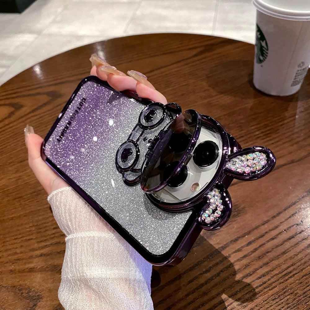 Glitter Gradient Cartoon Rabbit Phone Case - Cute Cover for iPhone 14, 13, 12 Pro Max - Touchy Style