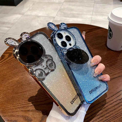 Glitter Gradient Cartoon Rabbit Phone Case - Cute Cover for iPhone 14, 13, 12 Pro Max - Touchy Style