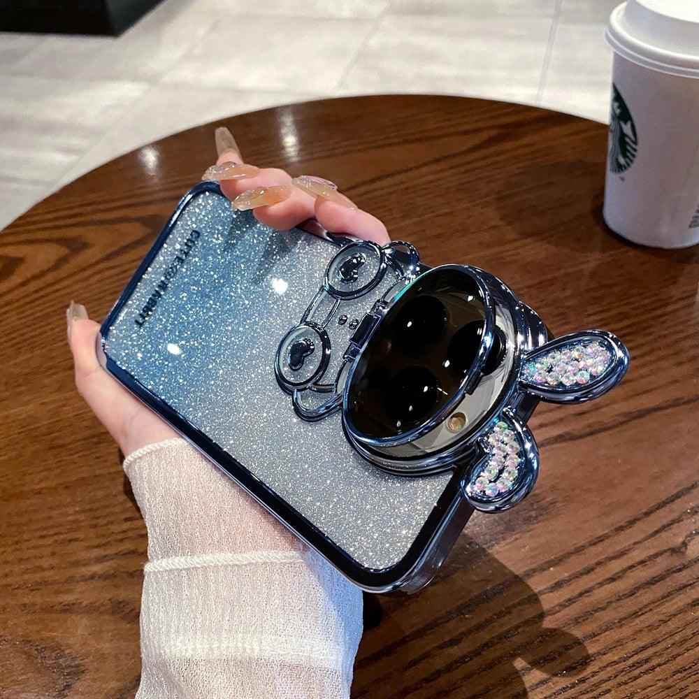 Glitter Gradient Cartoon Rabbit Phone Case - Cute Cover for iPhone 14, 13, 12 Pro Max - Touchy Style