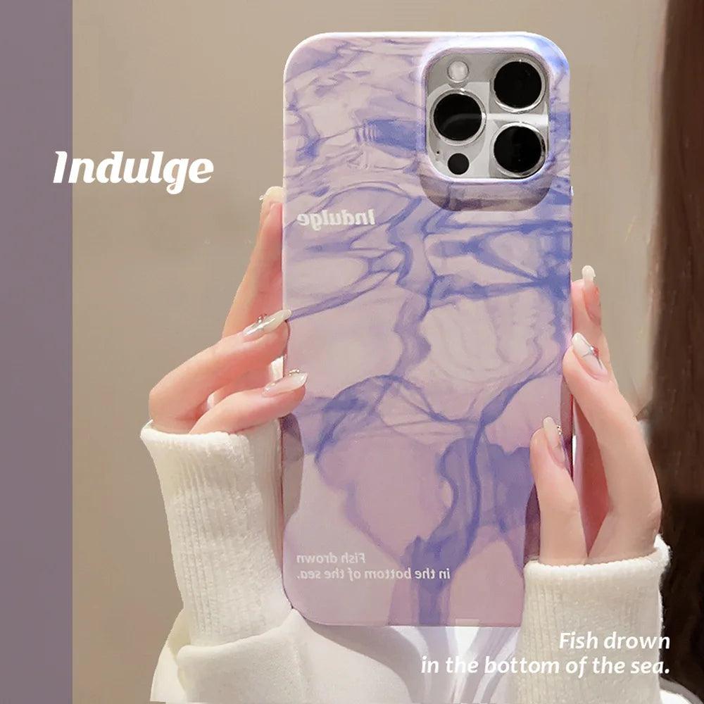 Glossy Cute Water Ripple Art Phone Case for iPhone 14, 13, 12, 11, Pro Max, XR, XS Max, 7, 8, and 14 Plus - Touchy Style .