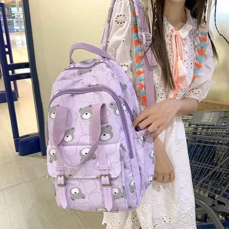 GM1242 Girl Cartoon Printing Cool Backpack: Travel School Nylon - Touchy Style .