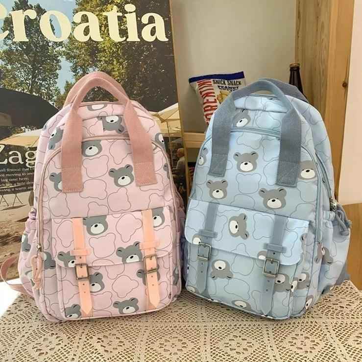 GM1242 Girl Cartoon Printing Cool Backpack: Travel School Nylon - Touchy Style