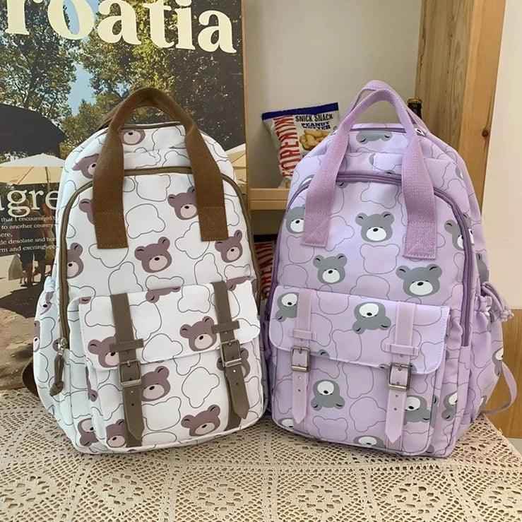 GM1242 Girl Cartoon Printing Cool Backpack: Travel School Nylon - Touchy Style