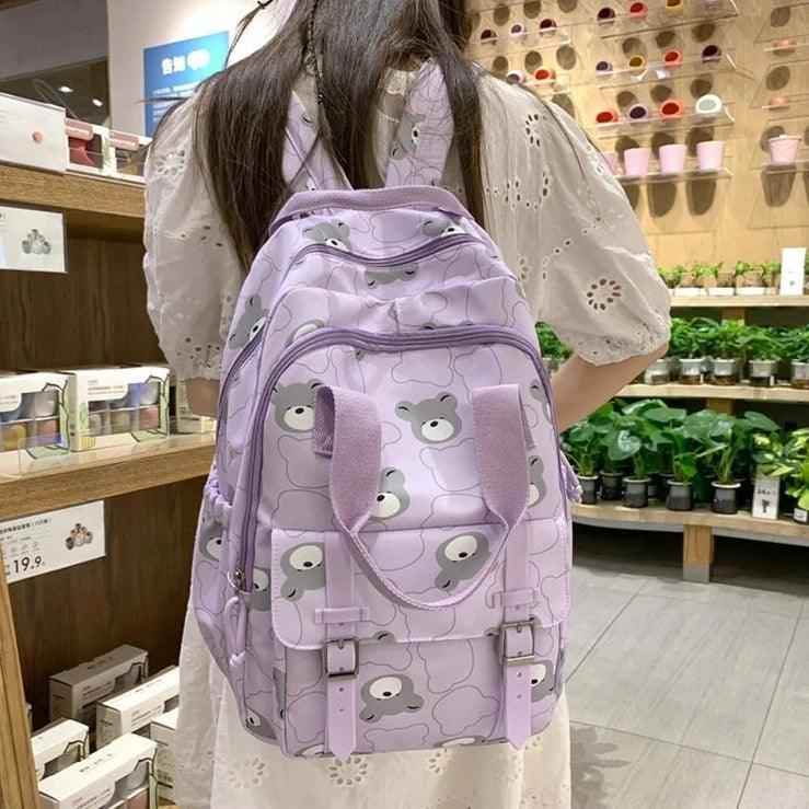 GM1242 Girl Cartoon Printing Cool Backpack: Travel School Nylon - Touchy Style
