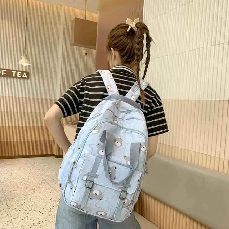 GM1242 Girl Cartoon Printing Cool Backpack: Travel School Nylon - Touchy Style