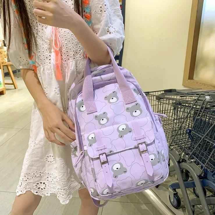 GM1242 Girl Cartoon Printing Cool Backpack: Travel School Nylon - Touchy Style