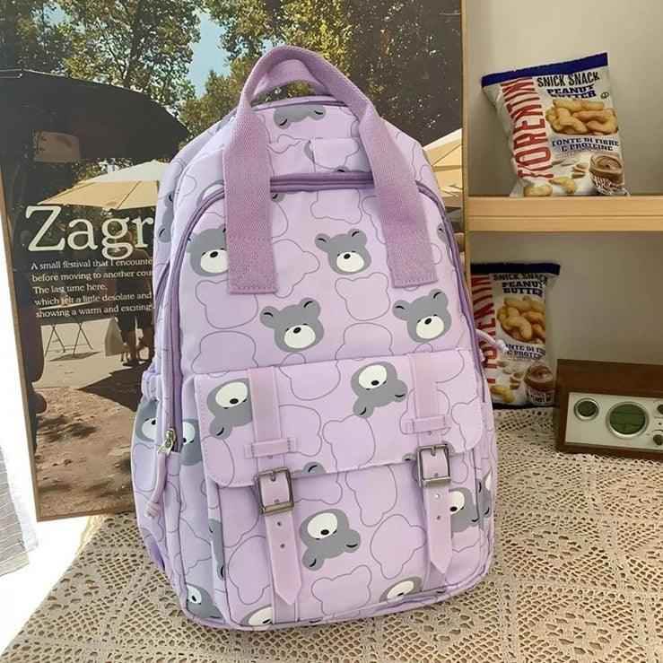 GM1242 Girl Cartoon Printing Cool Backpack: Travel School Nylon - Touchy Style