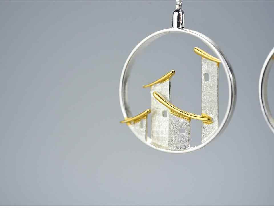 GM1253 Chinese Architectural Dangle Earrings: 925 Sterling Silver Charm Jewelry - Touchy Style .