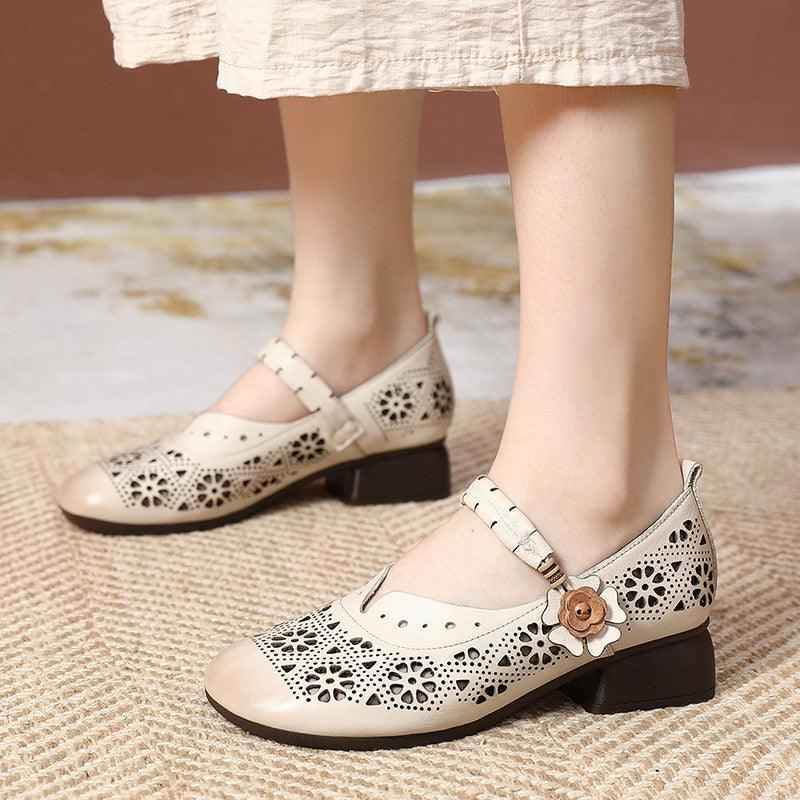GQ224 Fashion Pumps - Hollow Soft Leather Casual Shoes - Touchy Style