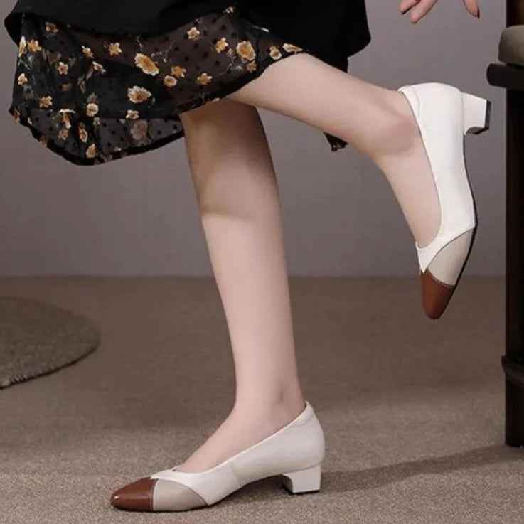 GQ238 Fashion Pumps - Mixed Colors Leather Heels Casual Shoes - Touchy Style