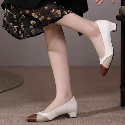 GQ238 Fashion Pumps - Mixed Colors Leather Heels Casual Shoes - Touchy Style