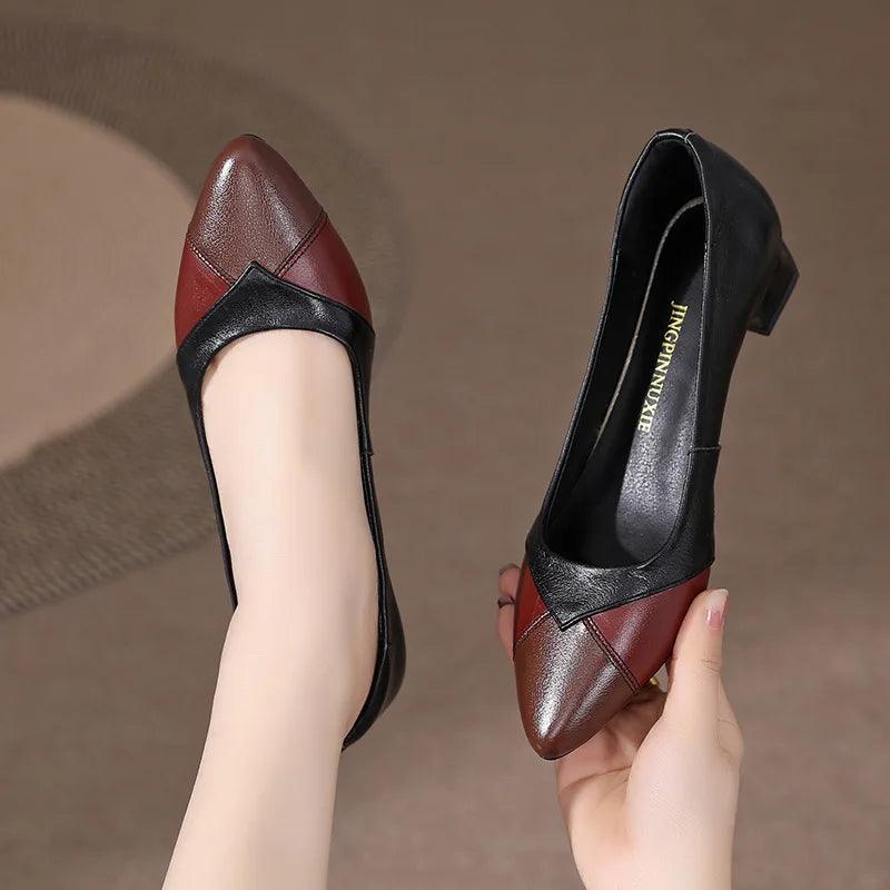 GQ238 Fashion Pumps - Mixed Colors Leather Heels Casual Shoes - Touchy Style .